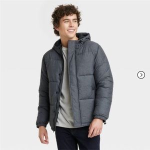 Men's Solid Midweight Puffer Jacket - Goodfellow & Co™ Heathered Gray NWT